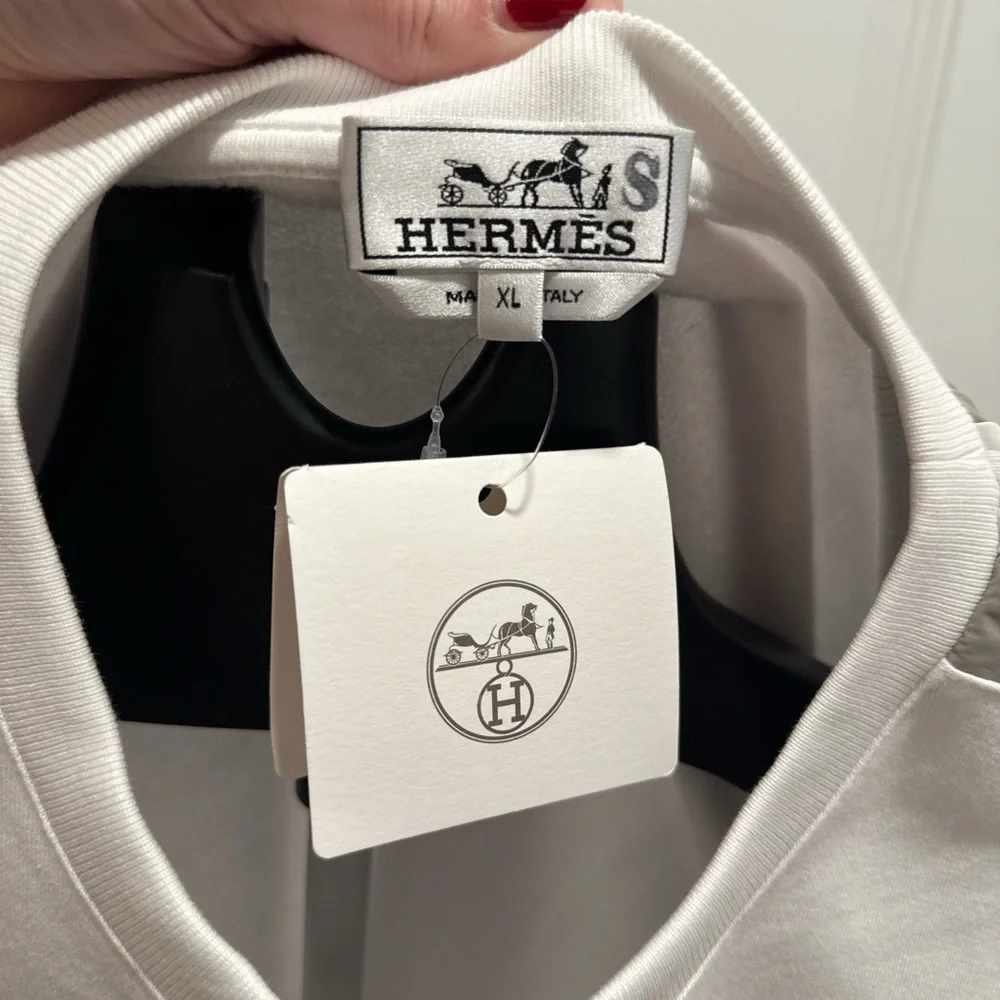 Hermes WHITE/GREY mens Run H crewneck sweatshirt